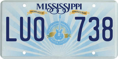 MS license plate LUO738