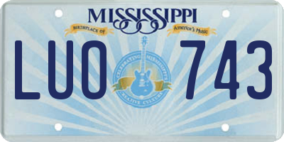MS license plate LUO743