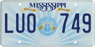MS license plate LUO749