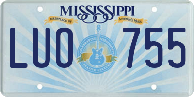 MS license plate LUO755