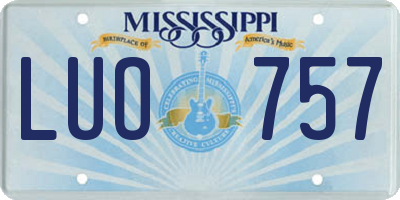 MS license plate LUO757