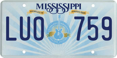 MS license plate LUO759
