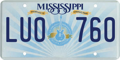MS license plate LUO760