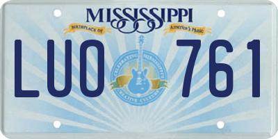 MS license plate LUO761