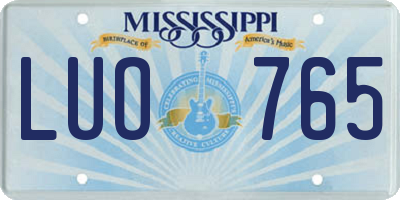 MS license plate LUO765
