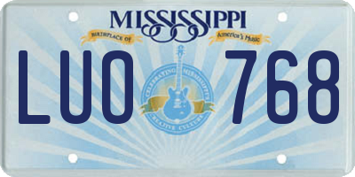 MS license plate LUO768