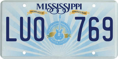 MS license plate LUO769