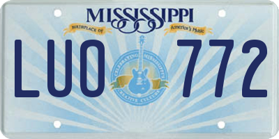 MS license plate LUO772