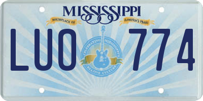 MS license plate LUO774