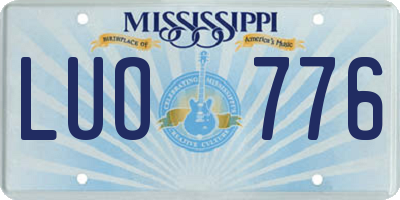 MS license plate LUO776