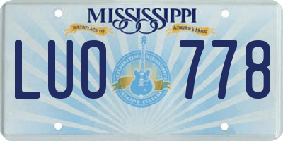 MS license plate LUO778