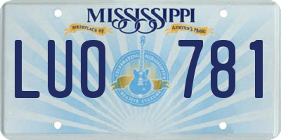 MS license plate LUO781