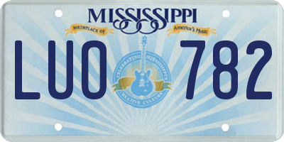 MS license plate LUO782