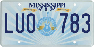 MS license plate LUO783