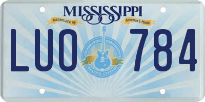 MS license plate LUO784
