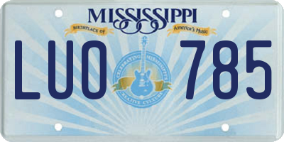 MS license plate LUO785