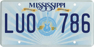 MS license plate LUO786