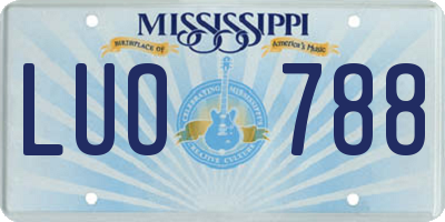 MS license plate LUO788