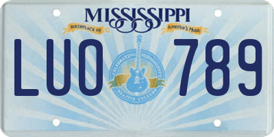 MS license plate LUO789