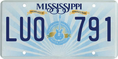 MS license plate LUO791
