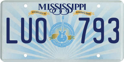 MS license plate LUO793