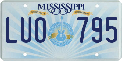 MS license plate LUO795