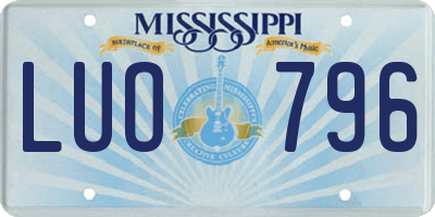 MS license plate LUO796