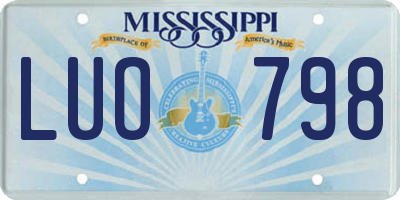 MS license plate LUO798
