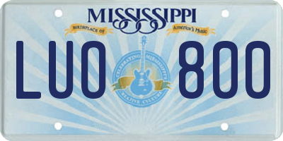 MS license plate LUO800