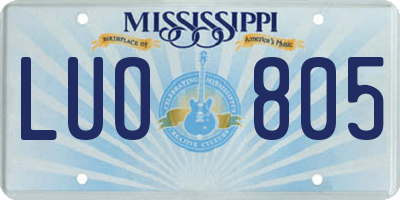 MS license plate LUO805