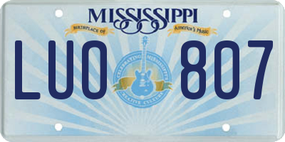 MS license plate LUO807