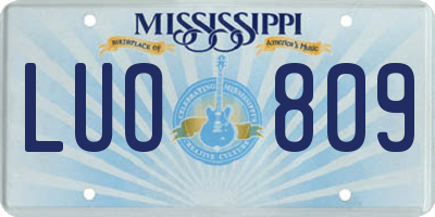 MS license plate LUO809