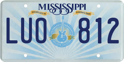 MS license plate LUO812