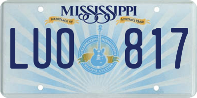 MS license plate LUO817