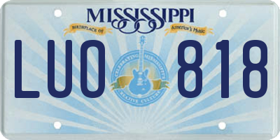 MS license plate LUO818