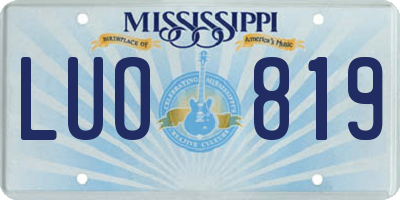 MS license plate LUO819