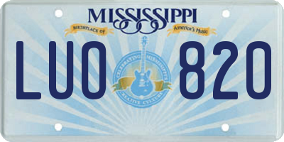 MS license plate LUO820