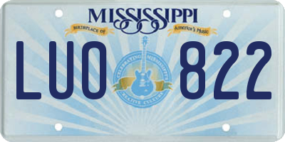 MS license plate LUO822