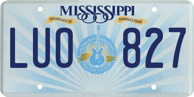 MS license plate LUO827