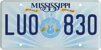 MS license plate LUO830