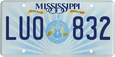 MS license plate LUO832