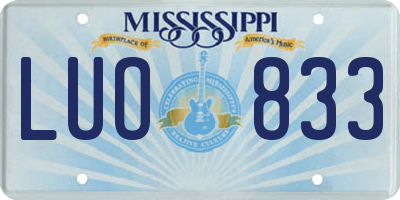 MS license plate LUO833