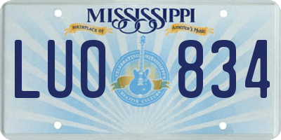 MS license plate LUO834