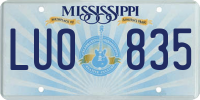 MS license plate LUO835