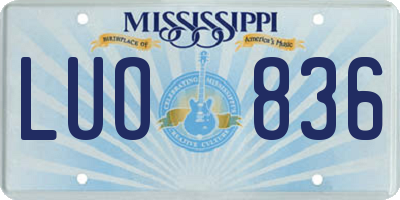 MS license plate LUO836