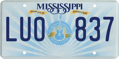 MS license plate LUO837