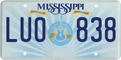 MS license plate LUO838