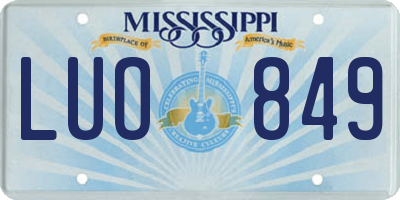MS license plate LUO849