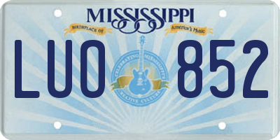 MS license plate LUO852