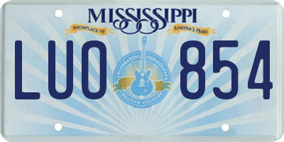 MS license plate LUO854